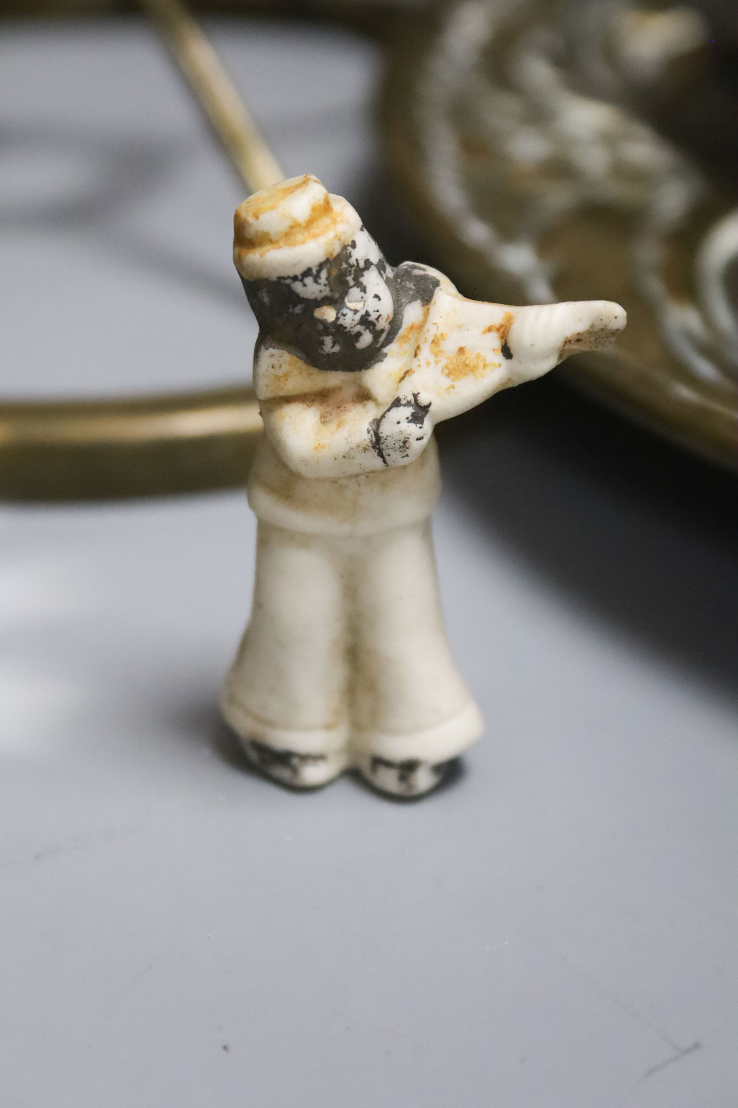 An Arts and Crafts metal light fitting and similar sundry metalware